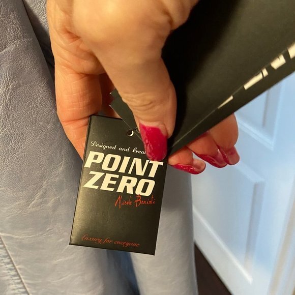 Point Zero Vegan Leather Jacket Sky Blue Size L NWT - Picture 7 of 16